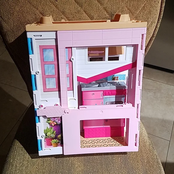 2016 Barbie 2-Story Foldable Dollhouse Playset Multicolor Mattel Fold & Go - Picture 5 of 7
